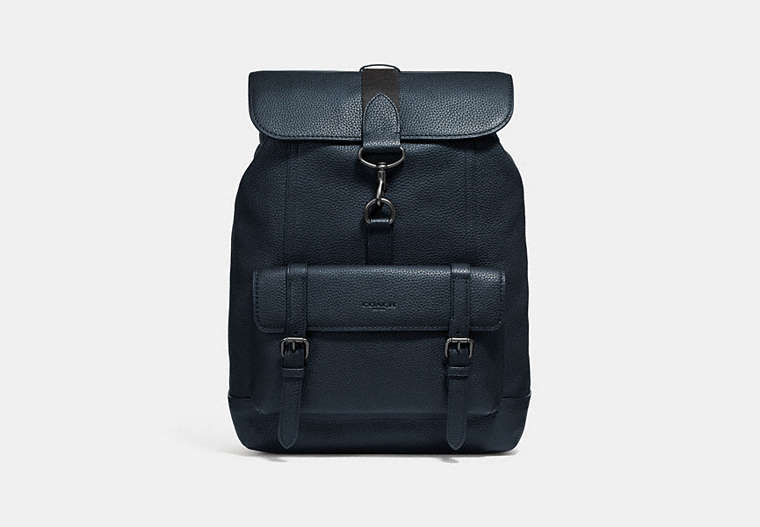 COACH®,BLEECKER BACKPACK,Pebbled Leather,X-Large,Midnight Navy/Black Copper,Front View