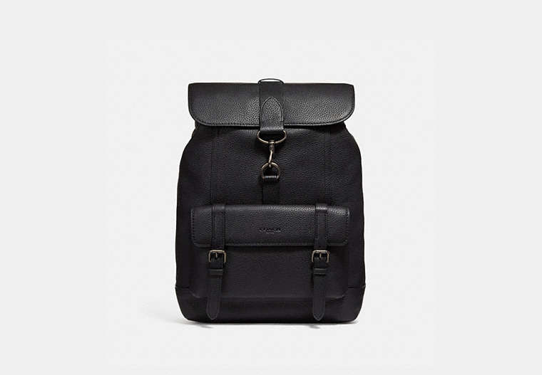 COACH®,BLEECKER BACKPACK,Pebbled Leather,X-Large,Black Copper/Black,Front View