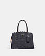 COACH®,CHARLIE CARRYALL 28 WITH PRAIRIE RIVETS,Leather,Medium,Silver/Midnight Navy,Front View
