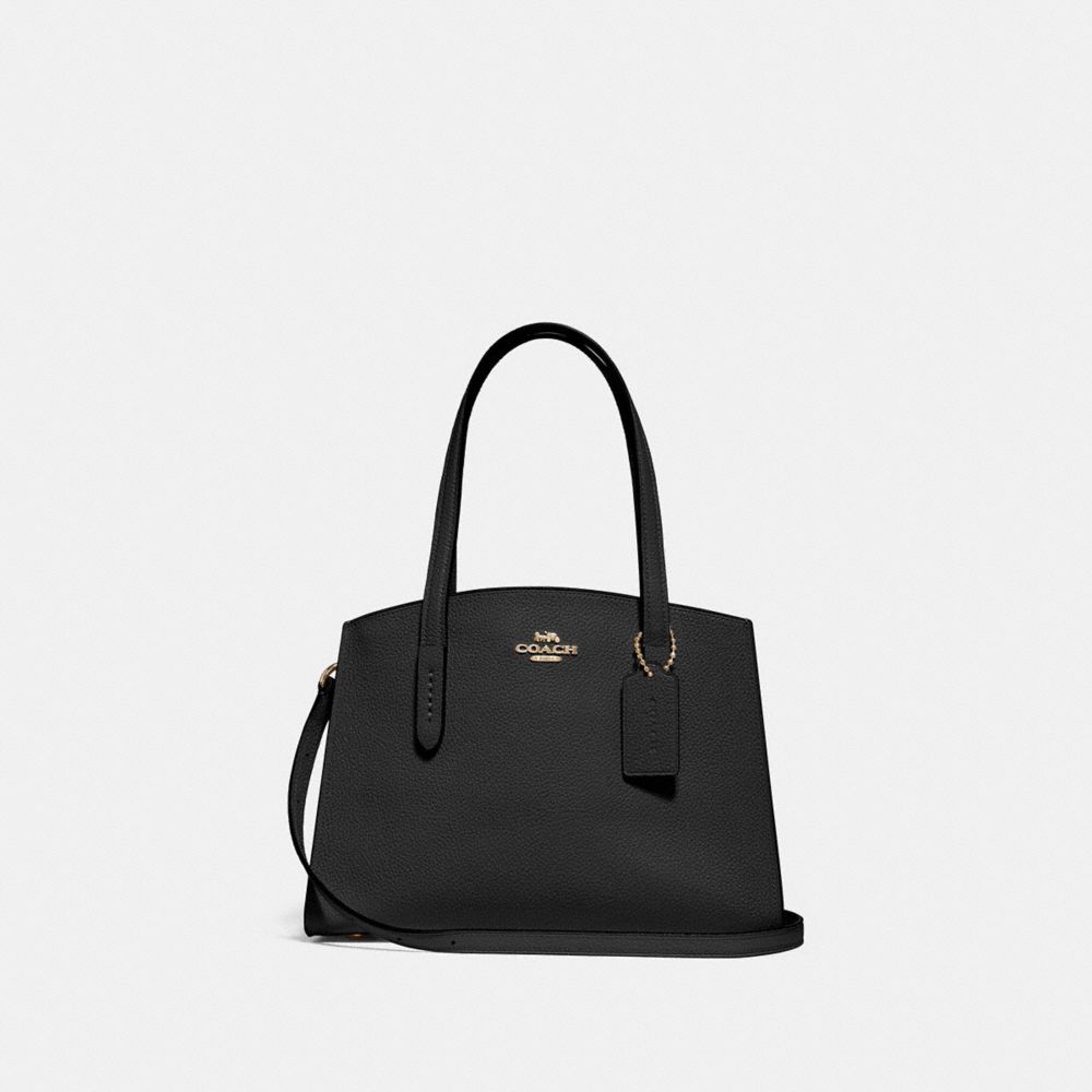 COACH®,CABAS CHARLIE 28,Cuir,Or clair/Noir,Front View