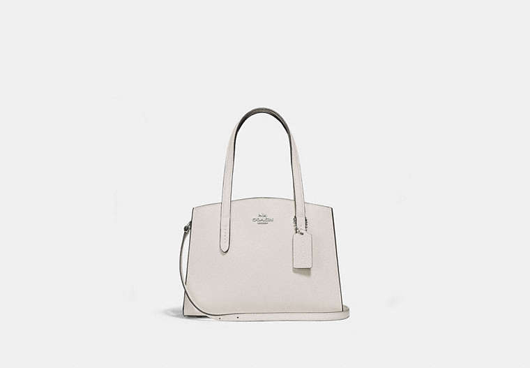 COACH®,CHARLIE CARRYALL 28,Leather,Medium,Silver/Chalk,Front View