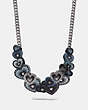COACH®,HEART NECKLACE,Leather,Silver/Midnight Navy Multi,Front View