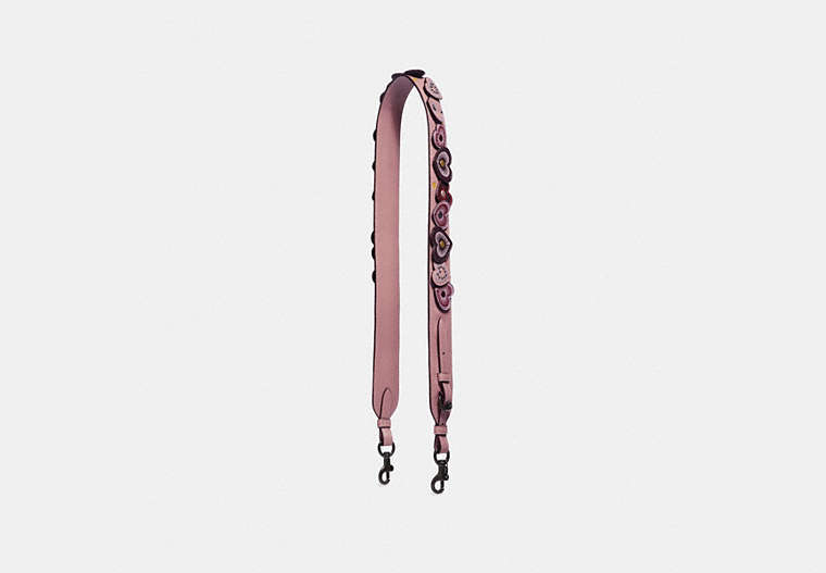 COACH®,STRAP WITH HEARTS,Leather,Mini,Black Copper/Dusty Rose,Front View