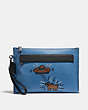 COACH®,COACH X KEITH HARING POUCH,Leather,Lapis Ufo Dog,Front View