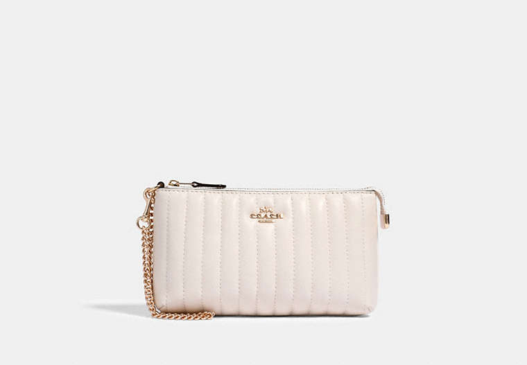 COACH®,LARGE WRISTLET WITH LINEAR QUILTING,Gold/Chalk,Front View