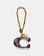 COACH®,WESTERN BUBBLE SIGNATURE BAG CHARM,Metal,Gold/Oxblood,Front View
