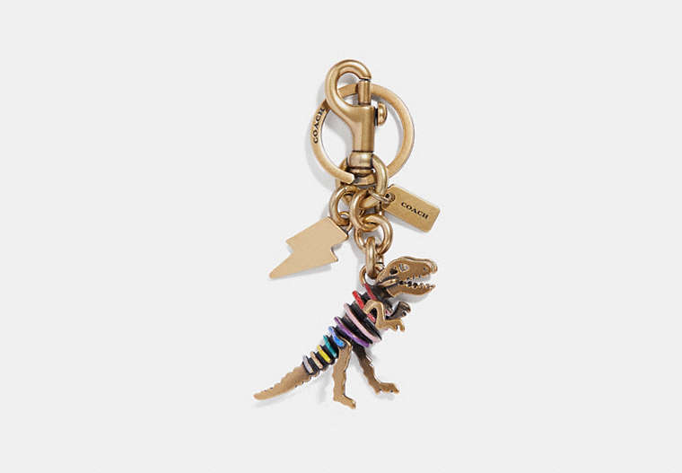 COACH®,REXY BAG CHARM,Metal,Gold/Gold,Front View