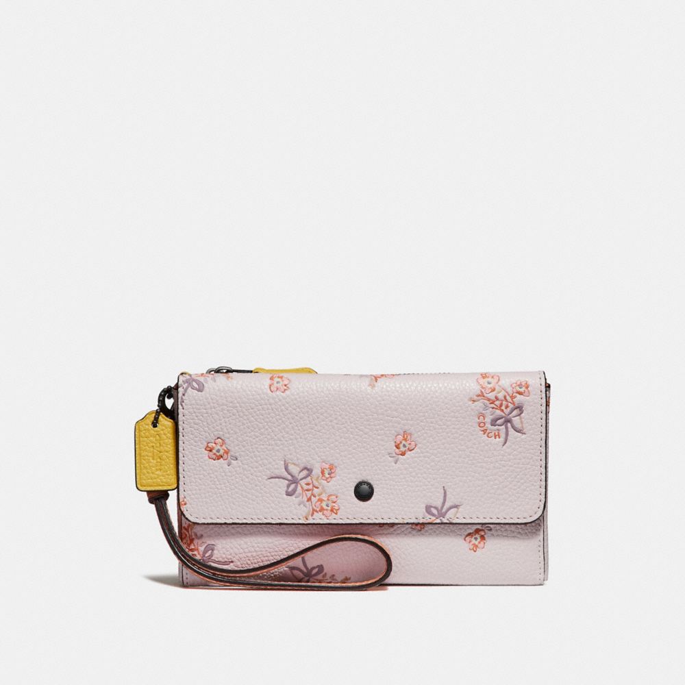 Small Wristlet With Floral Bow Print