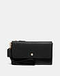 COACH®,TRIPLE SMALL WALLET,pusplitleather,Light Gold/Black,Front View