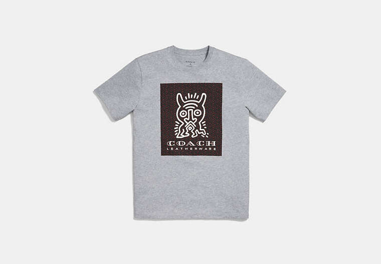 COACH®,COACH X KEITH HARING T-SHIRT,cotton,HEATHER GREY,Front View