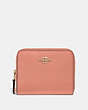 COACH®,SMALL ZIP AROUND WALLET,Leather,Gold/Light Peach,Front View