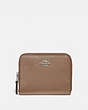 COACH®,SMALL ZIP AROUND WALLET,Leather,Light Antique Nickel/Taupe,Front View
