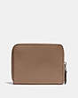 COACH®,SMALL ZIP AROUND WALLET,Leather,Light Antique Nickel/Taupe,Back View
