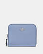 COACH®,SMALL ZIP AROUND WALLET,Leather,Silver/Mist,Front View