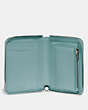 COACH®,SMALL ZIP AROUND WALLET,Leather,Silver/Sage,Inside View,Top View