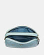 COACH®,CROSSBODY CLUTCH WITH WESTERN HEART PRINT,Coated Canvas,Silver/Light Turquoise Western Heart,Inside View,Top View