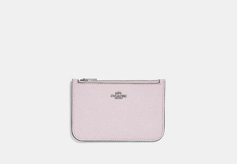 COACH®,ZIP CARD CASE IN COLORBLOCK,pusplitleather,Silver/Ice Pink,Front View