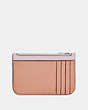 COACH®,ZIP CARD CASE IN COLORBLOCK,pusplitleather,Silver/Ice Pink,Back View