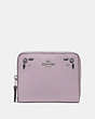 COACH®,SMALL ZIP AROUND WALLET WITH PRAIRIE RIVETS DETAIL,Pebble Leather,Silver/Ice Purple,Front View