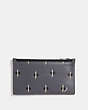 COACH®,ZIP CARD CASE WITH IKAT GEO PRINT,Leather,GRAPHITE,Back View