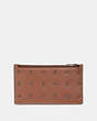 COACH®,ZIP CARD CASE WITH DOT DIAMOND PRINT,Leather,Pepper/Mahogany,Back View