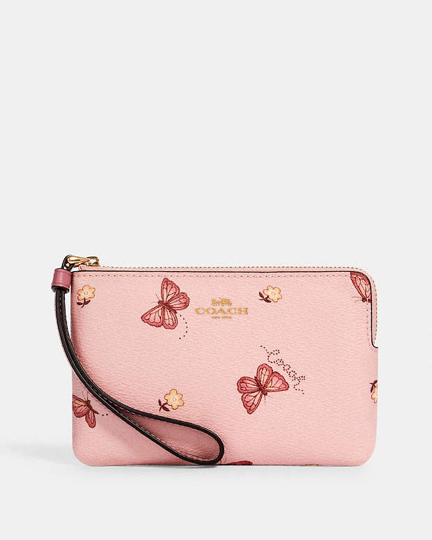 COACH® Outlet | Corner Zip Wristlet With Butterfly Print