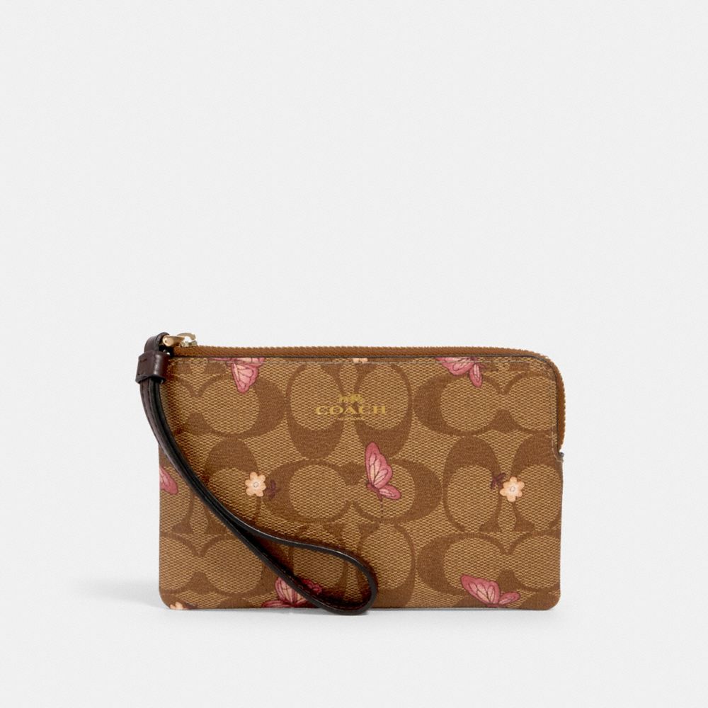 Coach, Bags, Coach Pink Butterfly Wristlet