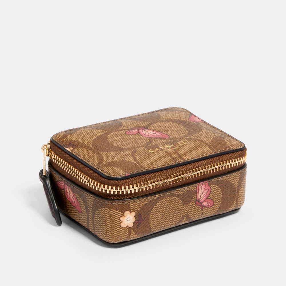 COACH® Outlet | Triple Pill Box In Signature Canvas With Butterfly
