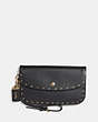 COACH®,CLUTCH WITH RIVETS,Leather,Brass/Black,Front View