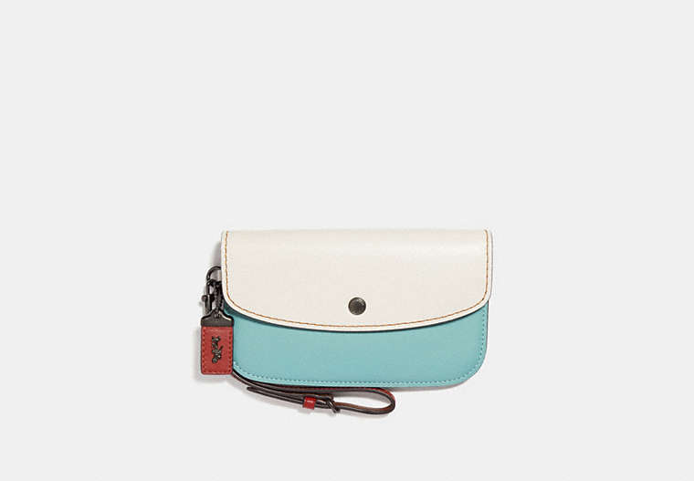 COACH®,CLUTCH IN COLORBLOCK,Leather,Black Copper/Chalk,Front View