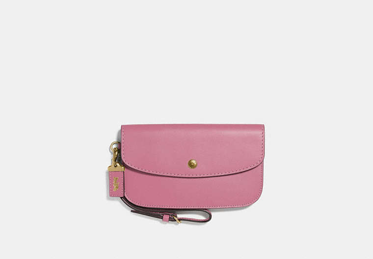 COACH®,CLUTCH,Leather,Brass/Rose,Front View