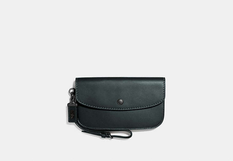 COACH®,CLUTCH,Leather,Pewter/Cypress,Front View