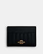 COACH®,CARD CASE WITH LINEAR QUILTING,Leather,Gold/Black,Front View