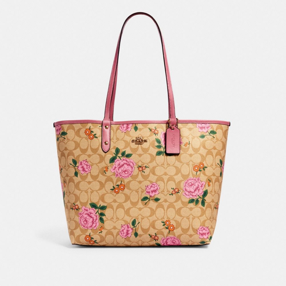 COACH REVERSIBLE CITY TOTE IN TEA ROSE FLORAL PRINT COATED CANVAS –  Pit-a-Pats.com