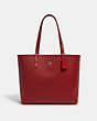 COACH®,REVERSIBLE CITY TOTE WITH LADYBUG PRINT,pvc,X-Large,Silver/Chalk/ Red Multi/ True Red,Angle View