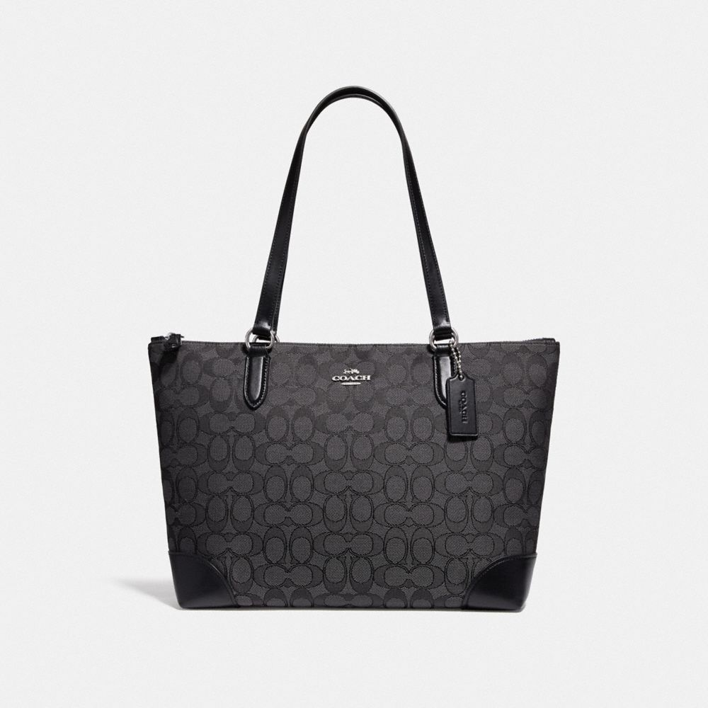 Zip top tote 2025 in signature jacquard