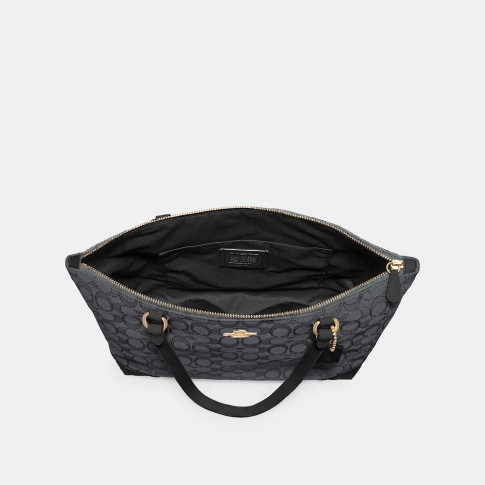COACH Signature Zip Top Shoulder Bag in Khaki C Jacquard – Style