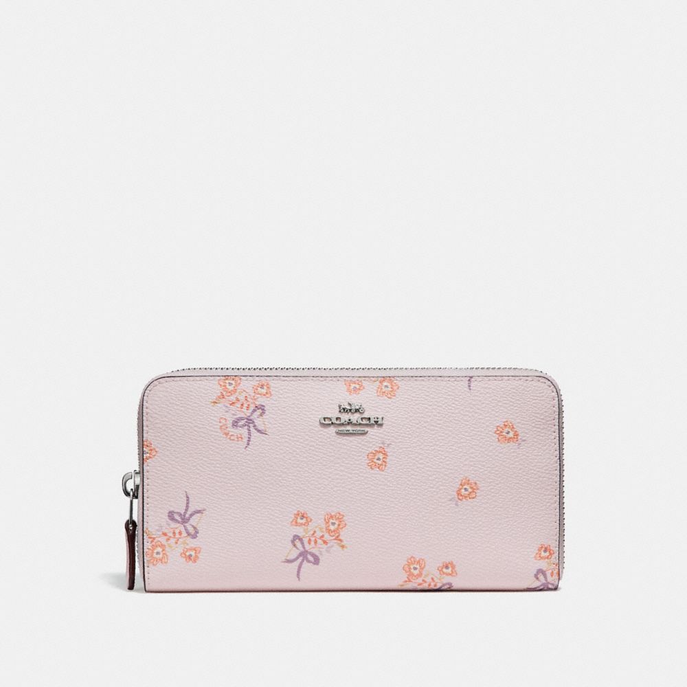 Accordion Zip Wallet With Floral Bow Print