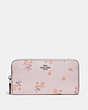 COACH®,ACCORDION ZIP WALLET WITH FLORAL BOW PRINT,pvc,Silver/Ice Pink Floral Bow,Front View