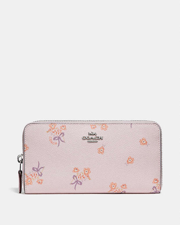 COACH®: Accordion Zip Wallet With Floral Bow Print