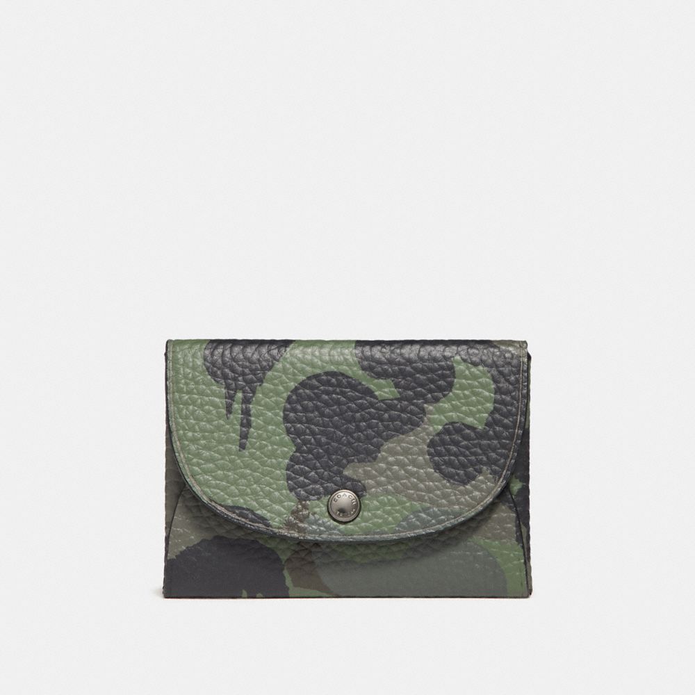 COACH®,SNAP CARD CASE WITH CAMO PRINT,Leather,SURPLUS,Front View