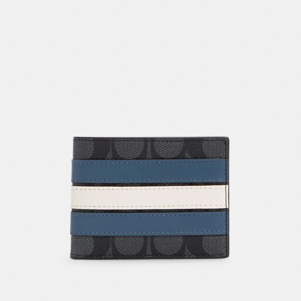 Slim Billfold Wallet In Signature Canvas With Varsity Stripe