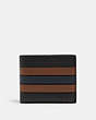 COACH®,3-IN-1 WALLET WITH VARSITY STRIPE,pvc,Gunmetal/Black Saddle/Midnight,Front View