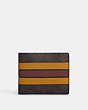 COACH®,3-IN-1 WALLET IN SIGNATURE CANVAS WITH VARSITY STRIPE,Leather,Mini,Black Antique Nickel/Mahogany/Buttercup Multi,Front View