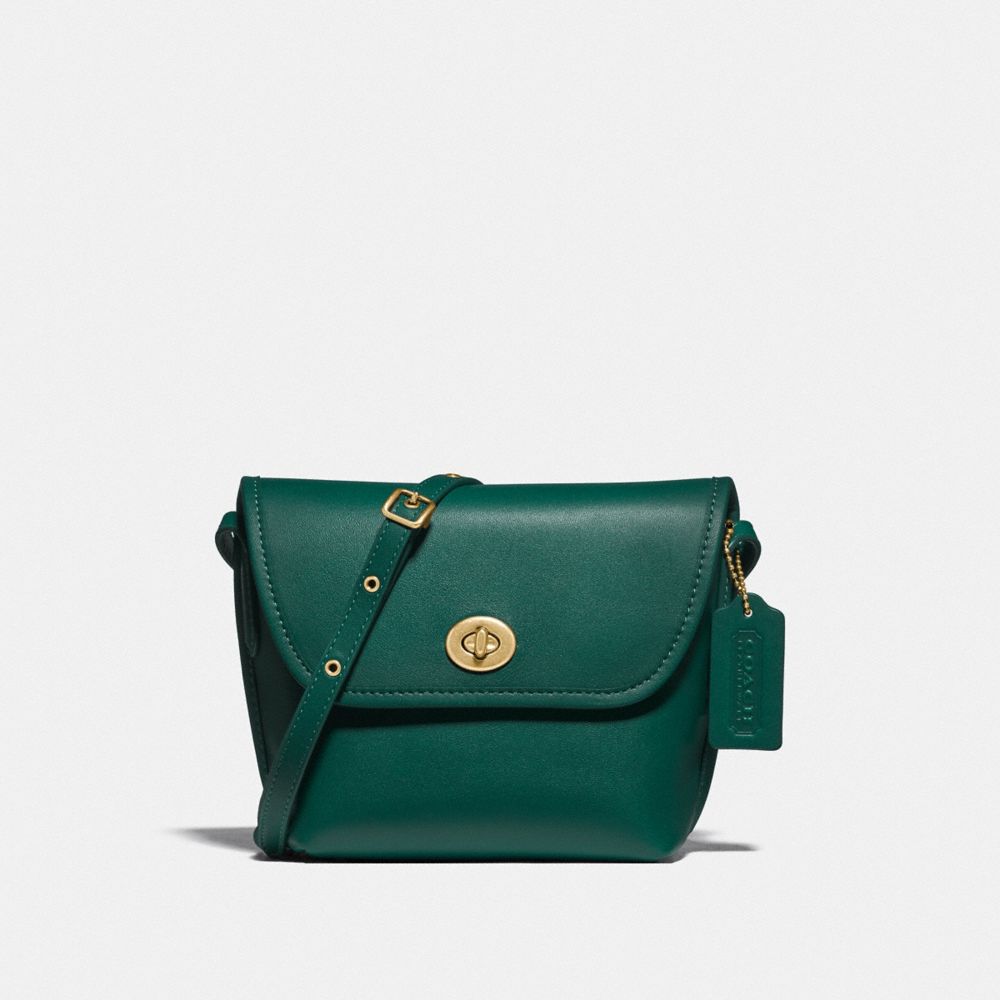 Coach Green Leather Turn-lock Flap Chain Shoulder Bag at 1stDibs