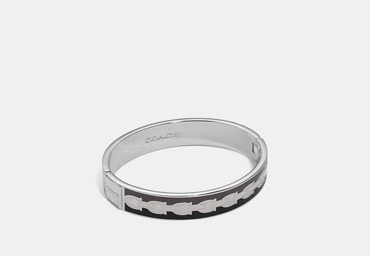 COACH®,SIGNATURE CHAIN HINGED BANGLE,Metal,Silver/Black Multi,Front View