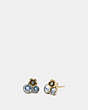 COACH®,TEA ROSE CLUSTER STUD EARRINGS,Metal,Gold/BLUE,Front View