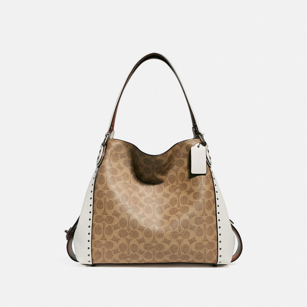 COACH Edie Shoulder Bag 31 In Signature Canvas With Rivets