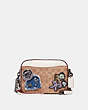 COACH®,CAMERA BAG IN SIGNATURE CANVAS WITH PATCHES AND RIVETS,pvc,Small,Black Copper/Chalk,Front View