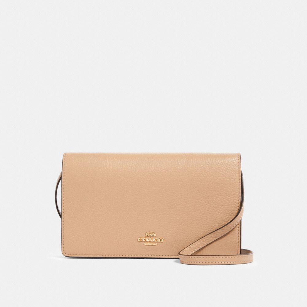 Coach foldover crossbody clutch sale in polished pebble leather